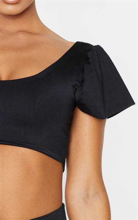 Black Frill Tshirt Sleeve Bikini Top Prettylittlething