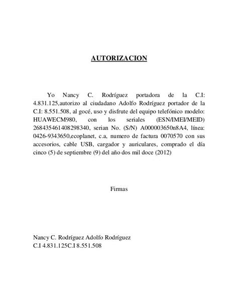 Carta Autorización Bureau De Crédito Venezuela Patcaticher