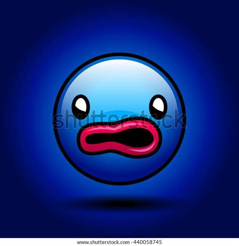 Blue Scared Emoticon Smile On Dark Stock Illustration 440058745