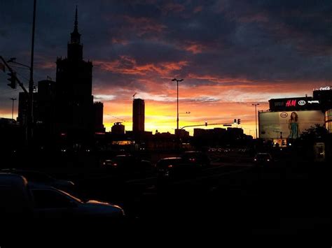 Sunset In The City Center Warsaw Poland Perfect Moment In This Moment Warsaw Poland Midday