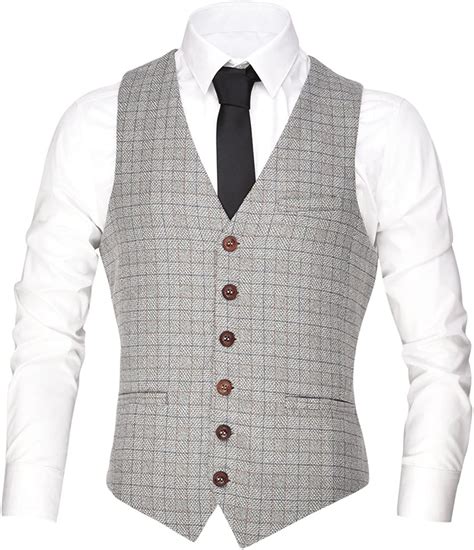Voboom Mens V Neck Suit Vest Casual Slim Fit Dress 6 Button Vest Waistcoat Amazonca Clothing