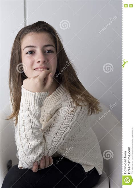 Portrait Of Adolescent With Long Chestnut Hair Stock Image Image Of Woman Person 81010647