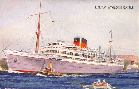Rmmv Athlone Castle~bernard Church~artist Signed~steamer Ship Postcard