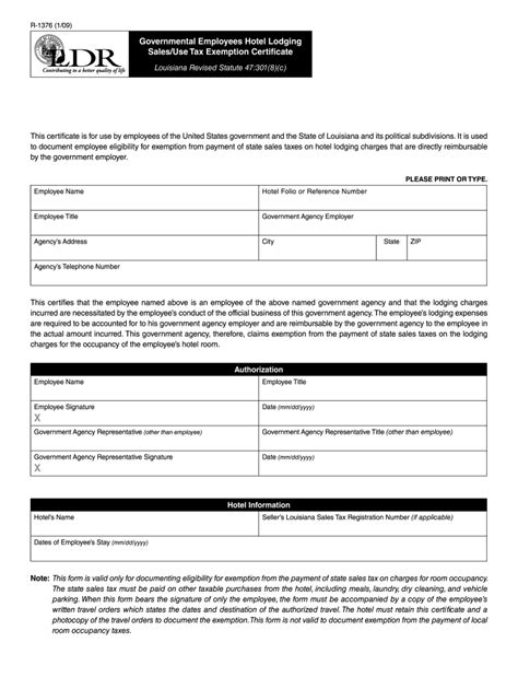 Louisiana Hotel Tax Exempt Form Fill Online Printable Fillable