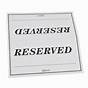 Reserved Signs For Tables Printable