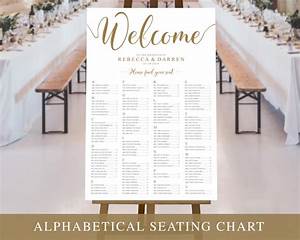 Gold Alphabetical Seating Chart Wedding Template Large A Z Etsy
