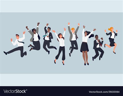 Jumping Business People Cheerful Company Vector Image