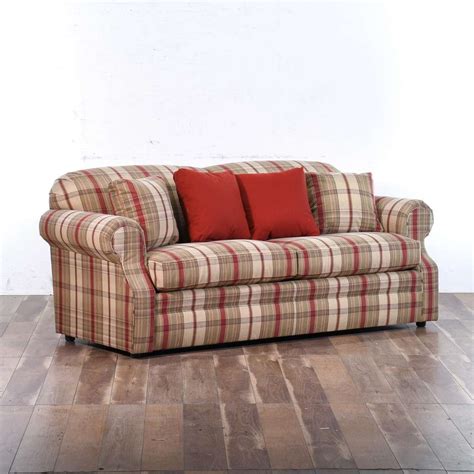 Broyhill Cottage Chic Brown And Maroon Tartan Sofa Online