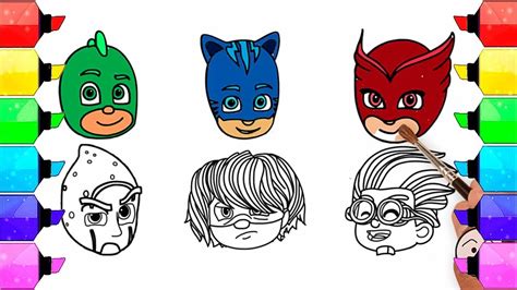 How To Draw Pj Masks Faces Pj Masks Characters Pj Masks Coloring Videos