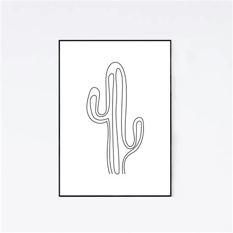 Single Line Drawing Minimal Cactus Art Botanical Prints In 2020
