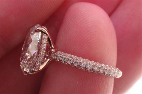 Josh Levkoff Collection Rings 506 Custom Oval Rose Gold 3 Row Micropave Set Engagement