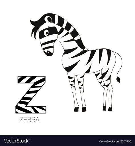 Alphabet Letter Z Zebra Children Vector Image On Vectorstock In 2020
