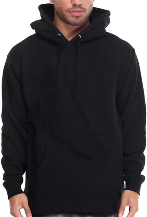 Calidesign Mens Plain Black Hoodie Pullover Sweatshirt