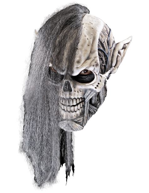 Nekromant-Maske Totenbeschwörer Halloween-Maske grau-weiss , günstige ...
