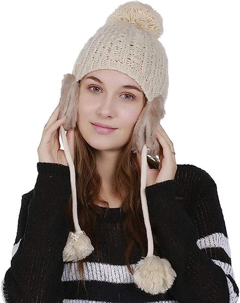 Sombrero De Punto Para Mujer Invierno Cálido Moda Peludo Lindo Basic