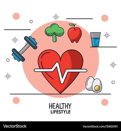 Colorful Poster Of Healthy Lifestyle With Heart Vector Image