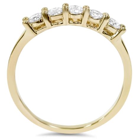 1 14ct Diamond Wedding 14k Yellow Gold Anniversary Ring 5 Stone High
