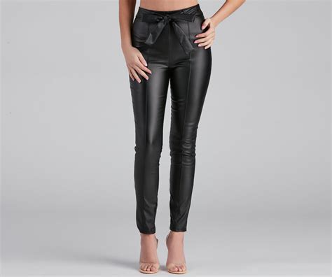 high waist faux leather skinny pants and windsor