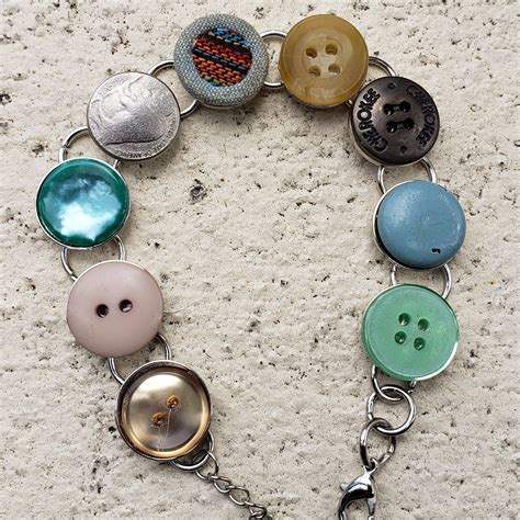 Button Bracelet Vintage Button Bracelet Upcycled Button Etsy Unique