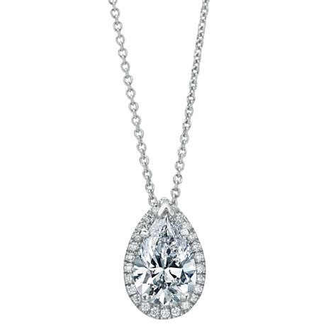 Pear shaped diamond pendant necklace. Pear Shape Diamond Halo Pendant Necklace 18K White Gold ...