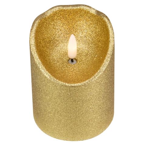 4 Led Gold Glitter Flameless Christmas Decor Candle Christmas Central