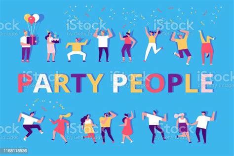 Happy People Party Flat Vector Character Set Stock Illustration