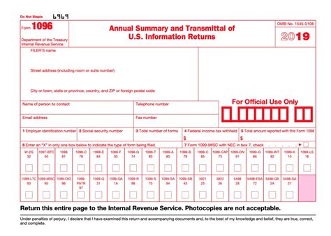 Free Fillable Form 1096 Printable Forms Free Online