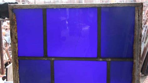 Robert Sowers Modern Art Dark Blue Jfk Leaded Glass Window Olde Good