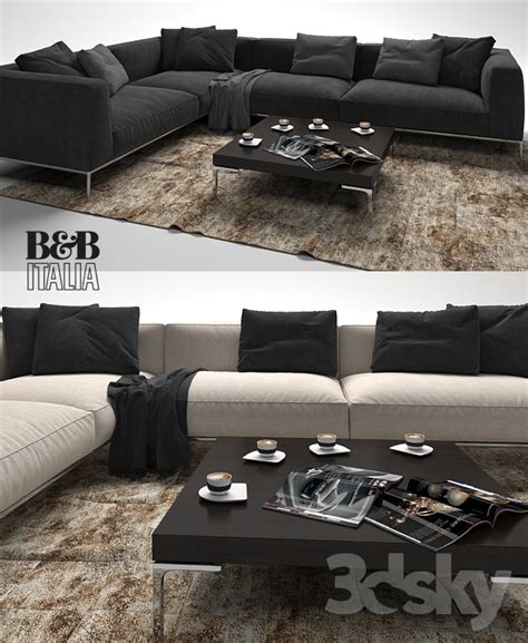 The frank sofa from b&b italia, with simple shapes and generous proportions, leans on a thin profile and on bright brushed aluminium supports. 3d models: Sofa - Frank Sofa by B&B Italia