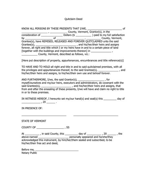 Free Printable Quitclaim Deed Form