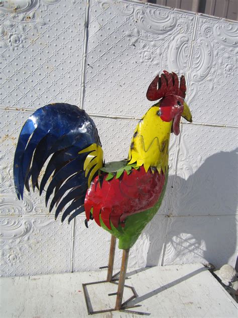 Over 60,000 customers trust hipvan. 40" Colorful Tin Rooster Yard Art Statue