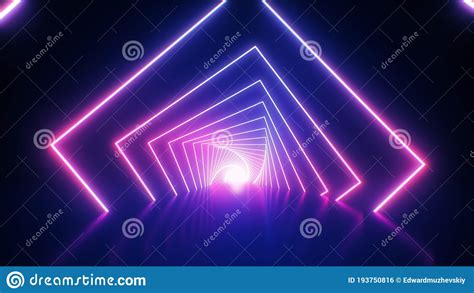 Abstract Neon Background Ultraviolet Backdrop With Bright Glowing Tunnel Stock Illustration