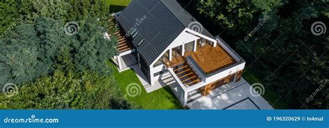 Drone View Of House In Forest Panorama Stock Image Image Of Floor