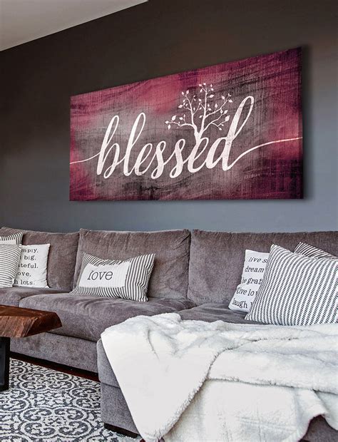 Christian Wall Art Blessed Word Sign Wood Frame Ready To Hang