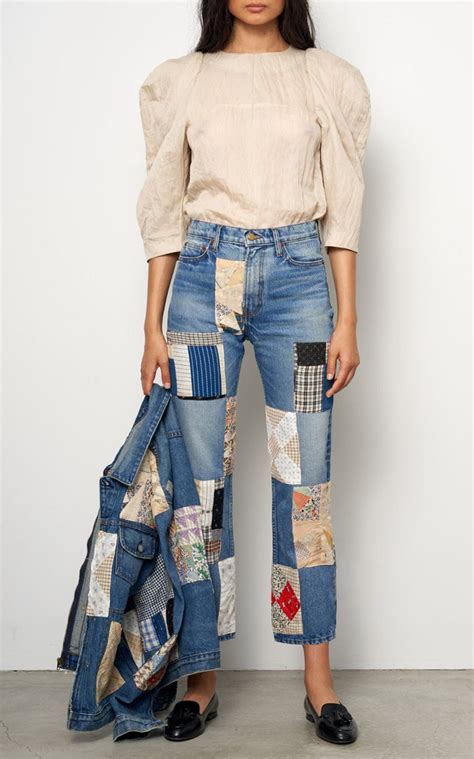 Arts Mid Rise Straight Leg Checkered Patchwork Jeans By B Sides Ss19