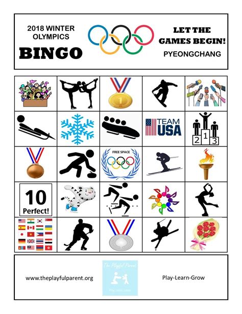 Free Printable Winter Olympic Bingo Summer Olympics Crafts Winter