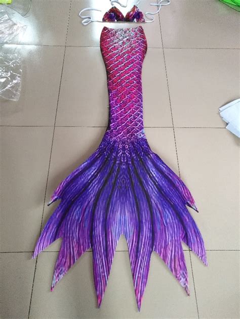 Purple Swimmable Mermaid Tail For Women Kids With Monofin Mermaid