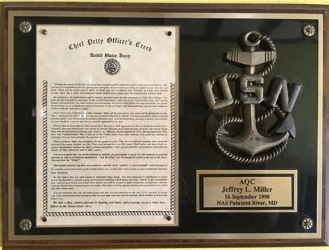 Plaque From When I Became A Navy Chief