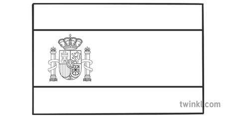 Spain Flag Black And White Illustration Twinkl