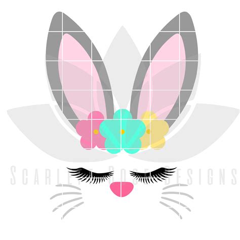 Easter Svg Bunny Face Flower Headband Easter Bunny Cut File