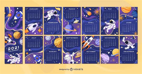 Space 2021 Calendar Design Vector Download