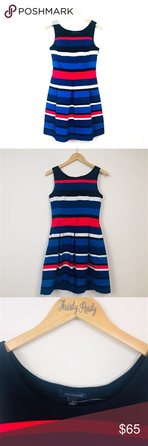 Tommy Hilfiger Nautical Striped Fit And Flare Dress Fit And Flare Fit