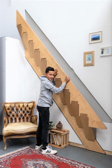 folding stairs a clever way to create space at home g pulse atelier yuwa ciao jp