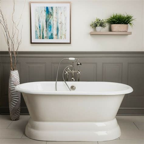 With a flat rim along its length for a tap installation that won't. Randolph Morris Laurent 60 In Cast Iron Double Ended Pedestal Tub - No Drillings #RandolphMorris ...