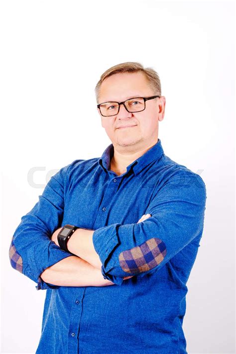 Men In Glasses And Blue Shirt Stock Image Colourbox