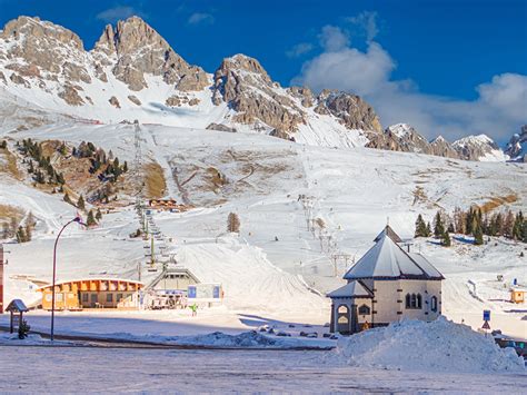 Tapety Alpy Włochy San Pellegrino Zima Góra Przyroda Śnieg Budynki