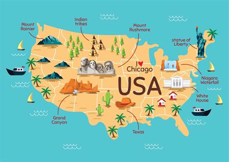 United States Map With Landmarks