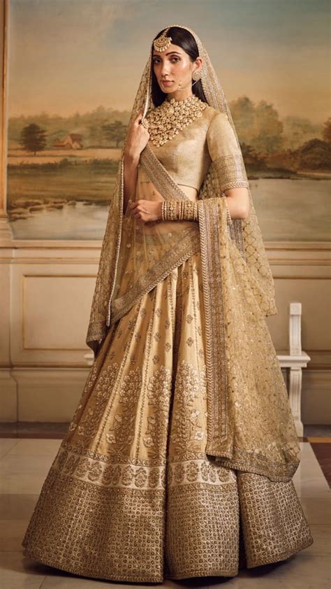 Gold Silk Bridal And Wedding Wear Lehenga Choli Designer Bollywood Saree Indian Indian Bridal