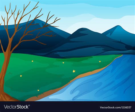 River And Mountains Royalty Free Vector Image Vectorstock