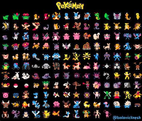 All 151 Gen 1 Pokemon Pixel Art By Me Rpokemon